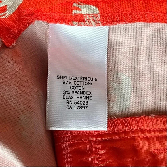 Banana Republic Women's Orange Elephant Themed Chino Shorts - Size 4 - VGUC - Picture 5 of 9
